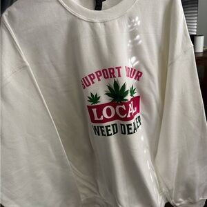 Gildan Cream Crew Neck Sweater with Graphic Print